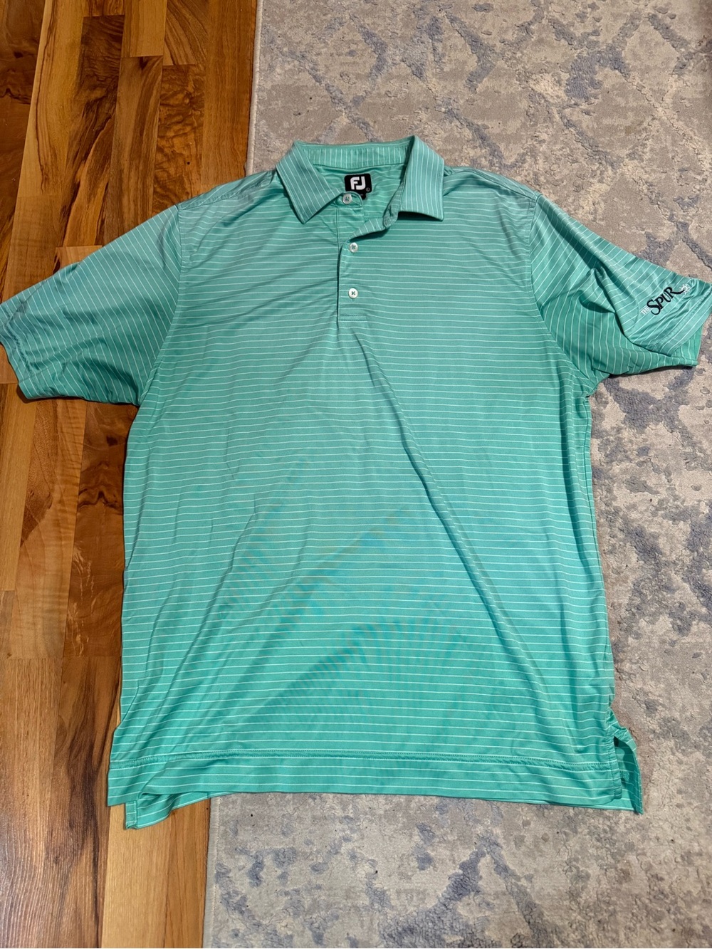FootJoy Men's Mint/White Thin-Stripe Golf Polo